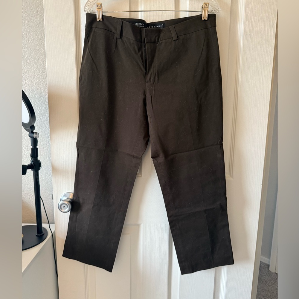 Fabrizio Gianni Women's Brown Stretch Comfort Cropped Dress Pants Size 12